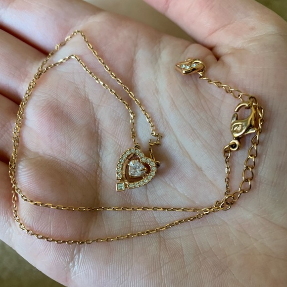 Swarovski Sparkling Dance Heart Rose Gold Necklace - Picture 7 of 8